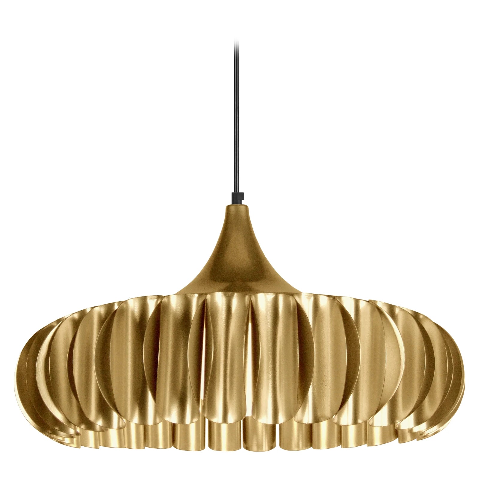 Złota Lampa Wisząca o Rzeźbiarskiej Formie