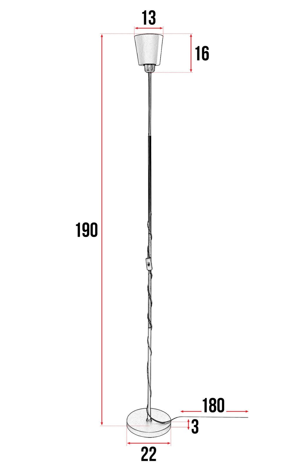 Lampa Podłogowa Regulowana Światło, które podąża za Tobą