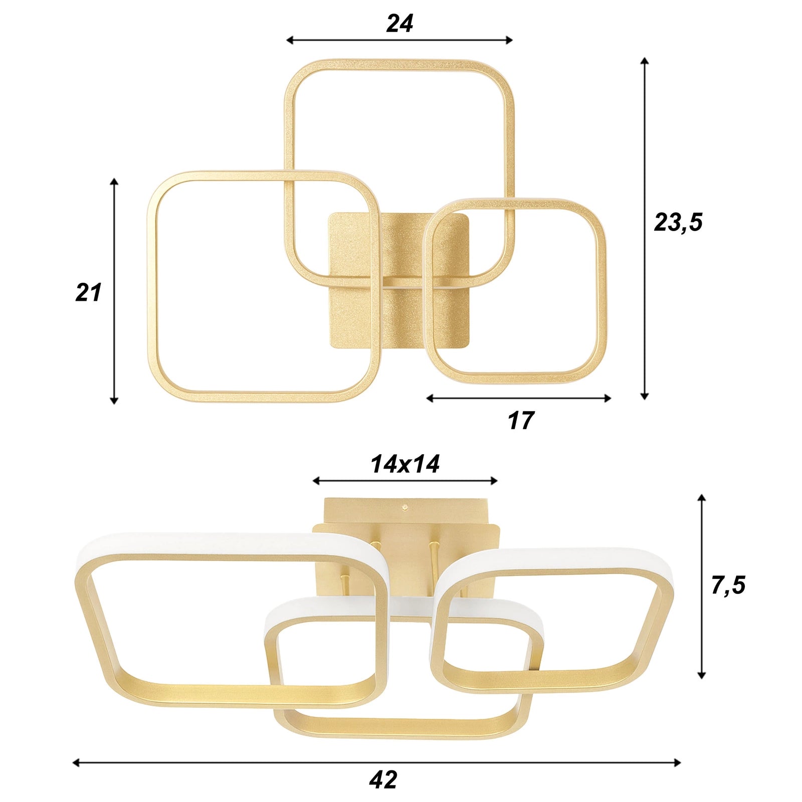 Lampa Sufitowa LED Wisząca nowoczesna żyrandol plafon 30W biała neutralna GOLD