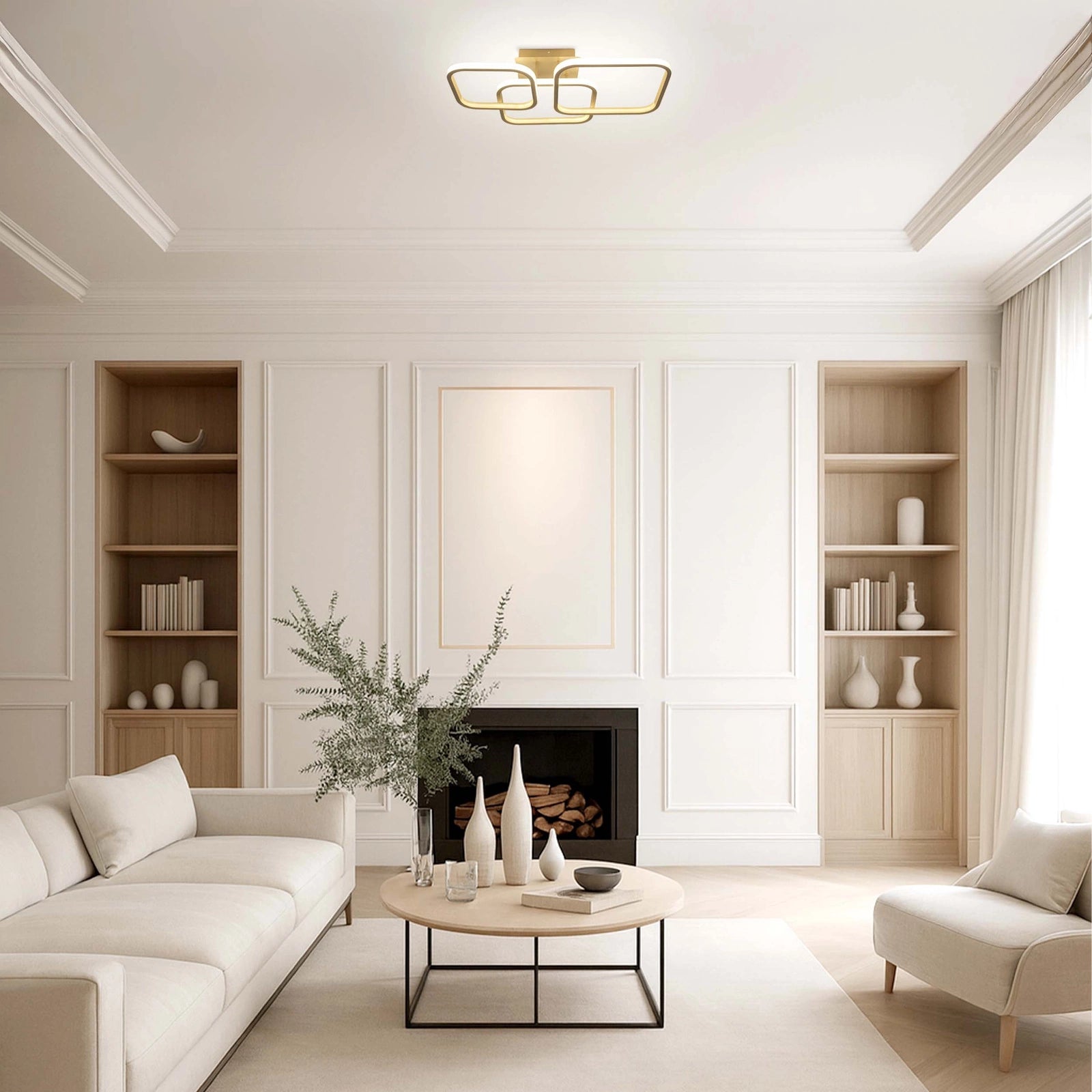 Lampa Sufitowa LED Wisząca nowoczesna żyrandol plafon 30W biała neutralna GOLD