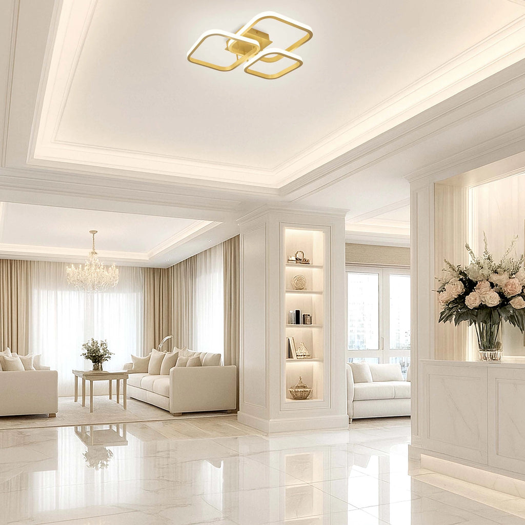 Lampa Sufitowa LED 30W Minimalistyczny żyrandol — biel i złoto