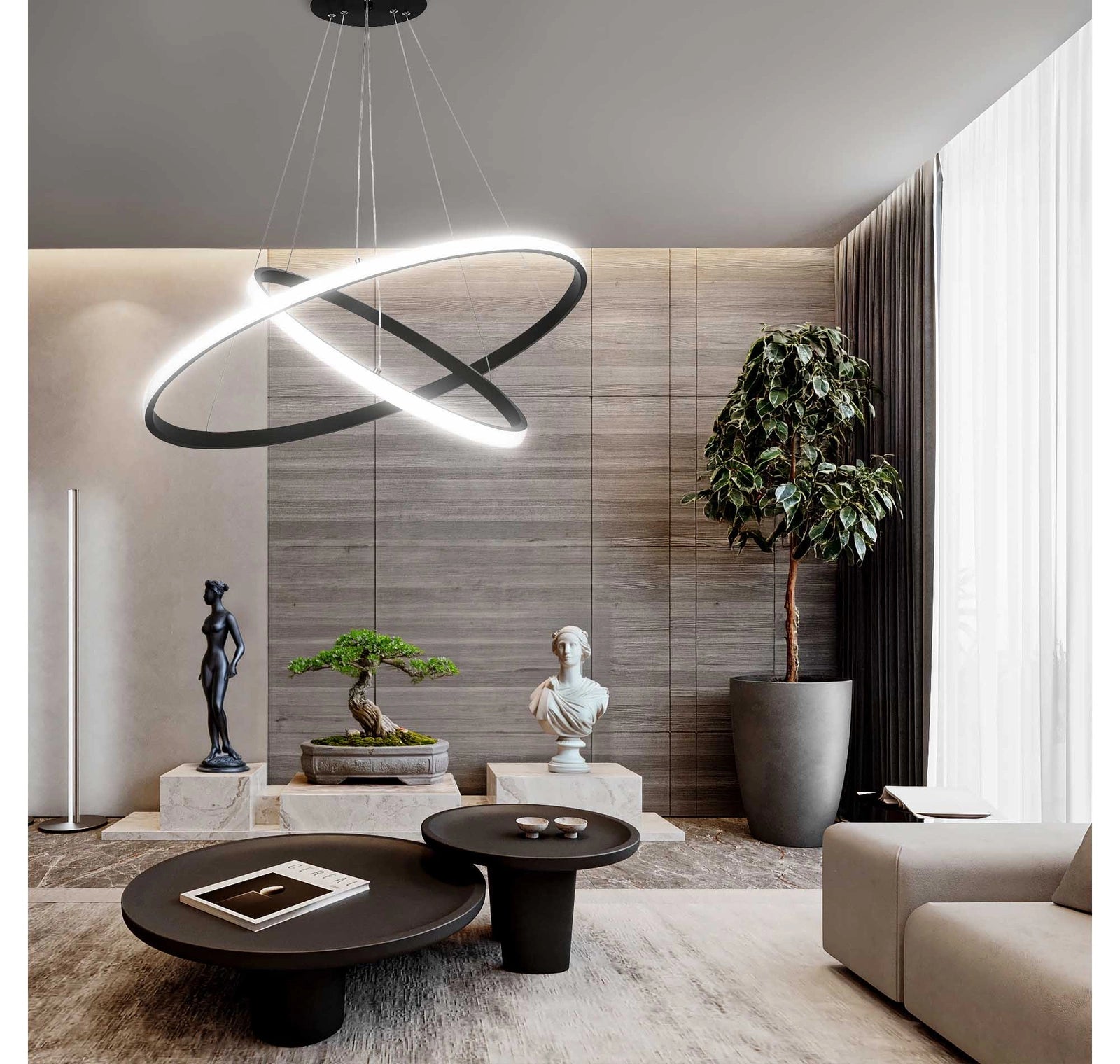 Lampa Sufitowa Wisząca LED 49W - Dwa Okręgi – Światło w Ruchu