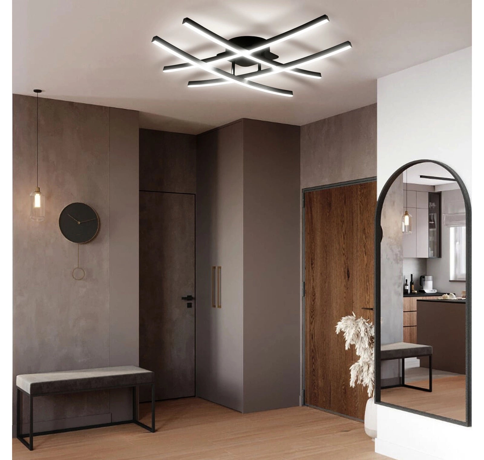 Lampa sufitowa LED 48W czarna – nowoczesna, designerska, światło białe neutralne 4000K