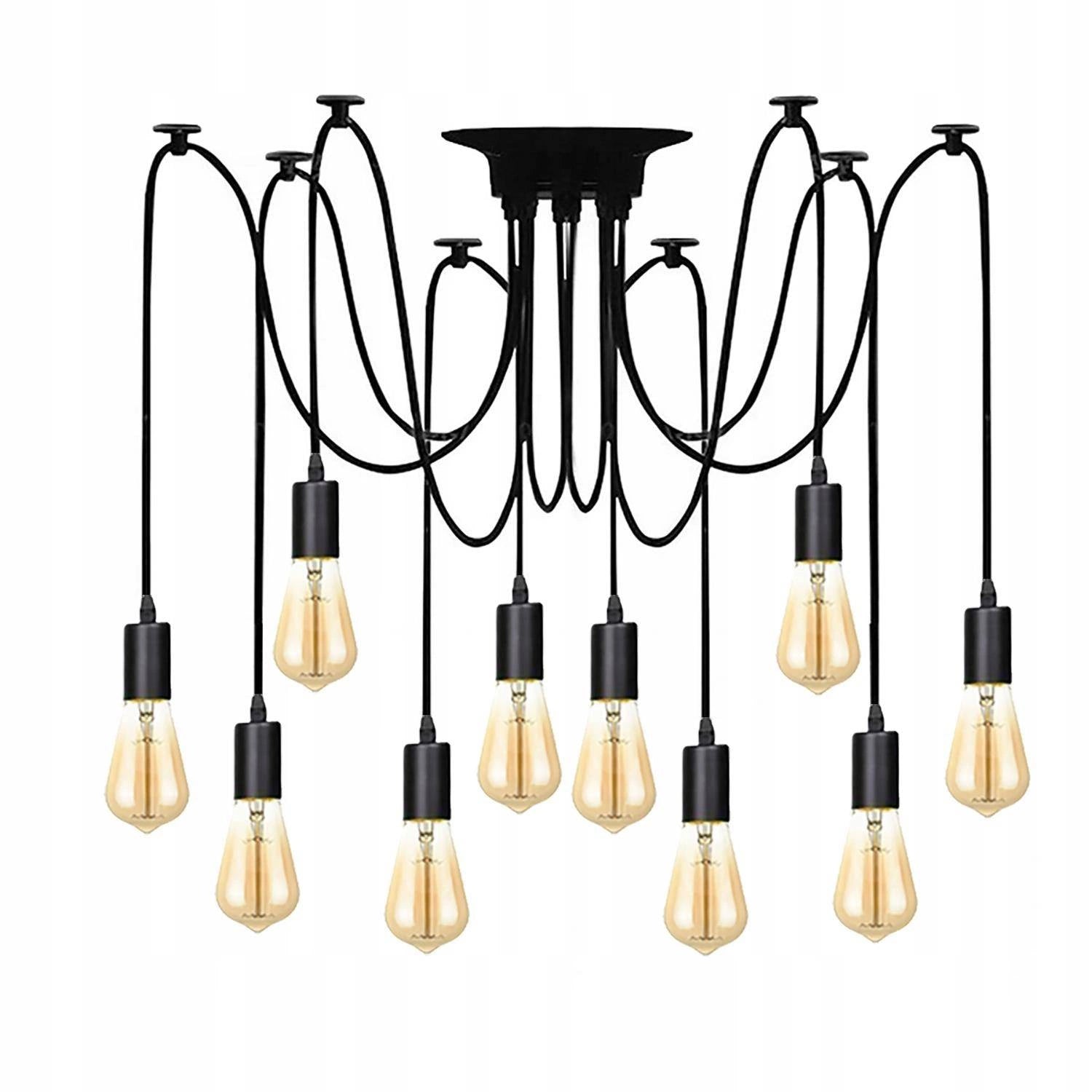 Lampa wisząca sufitowa 10xE27 czarna – nowoczesny loft / industrial