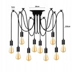 Lampa wisząca sufitowa 10xE27 czarna – nowoczesny loft / industrial