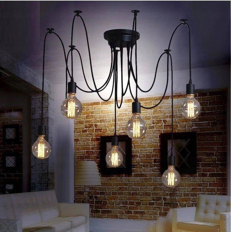 Lampa wisząca sufitowa 10xE27 czarna – nowoczesny loft / industrial