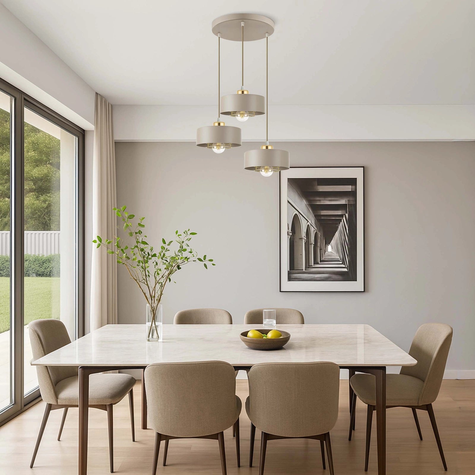 Lampa Wisząca Sufitowa Plafon Żyrandol Beżowa Kaszmir Loft