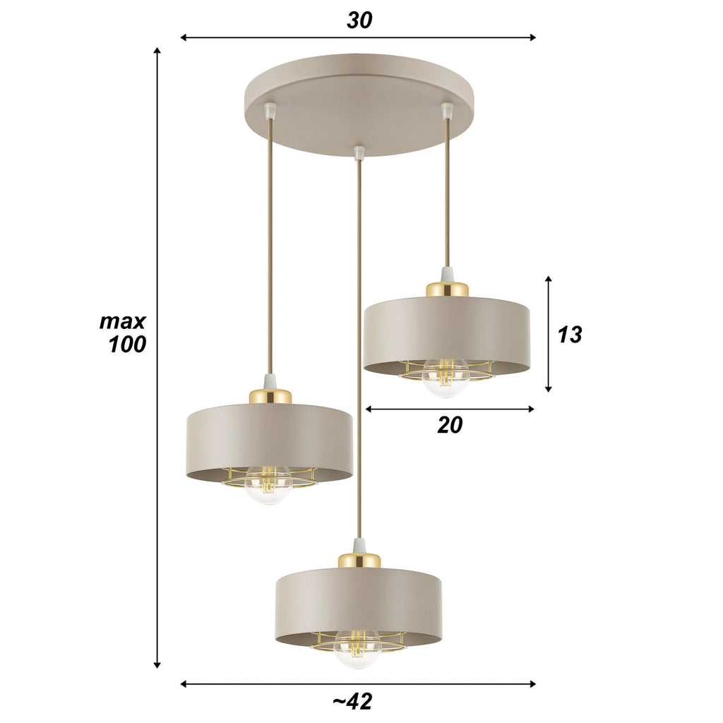 Lampa Wisząca Żyrandol Beżowa Światło jak dotyk tkaniny