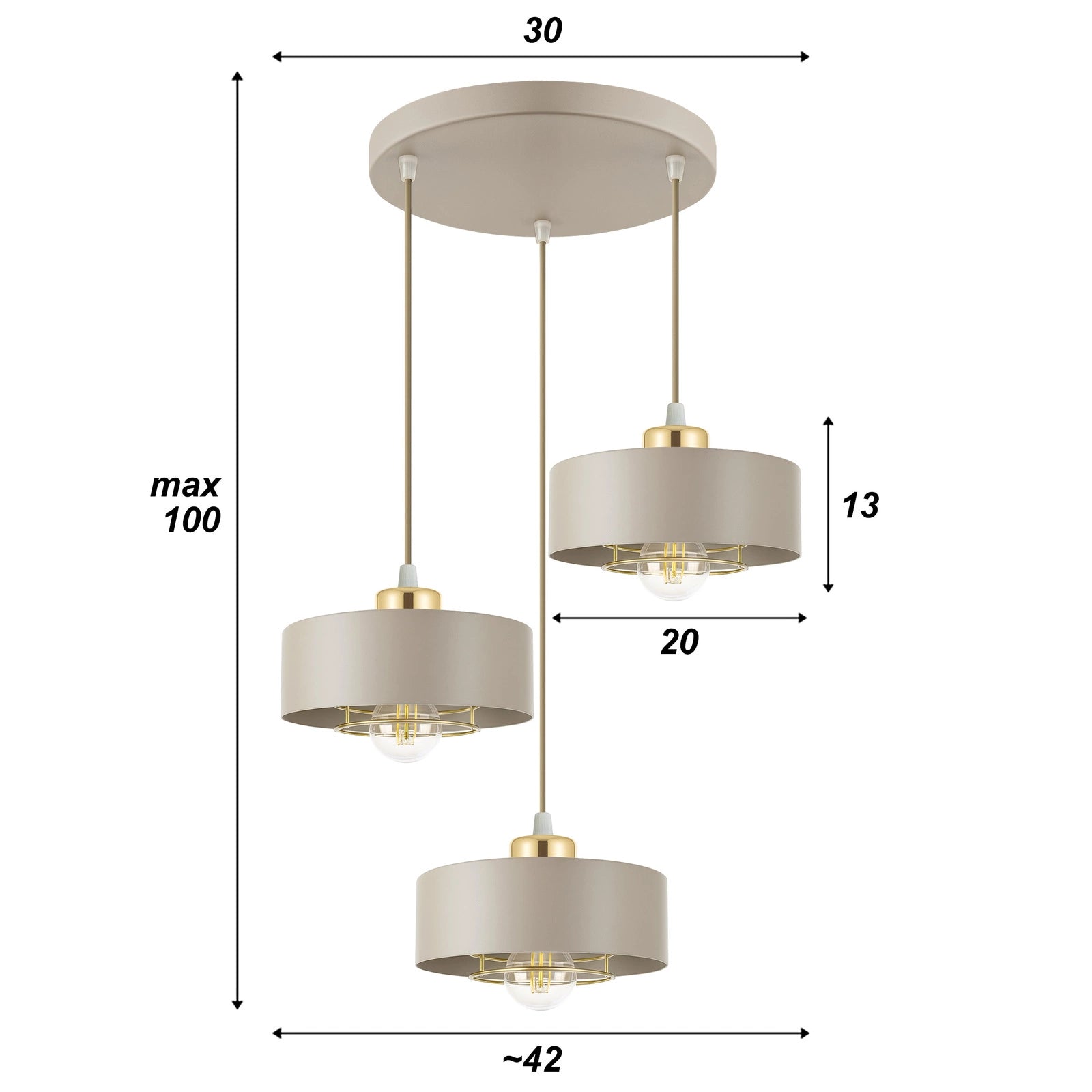 Lampa Wisząca Sufitowa Plafon Żyrandol Beżowa Kaszmir Loft
