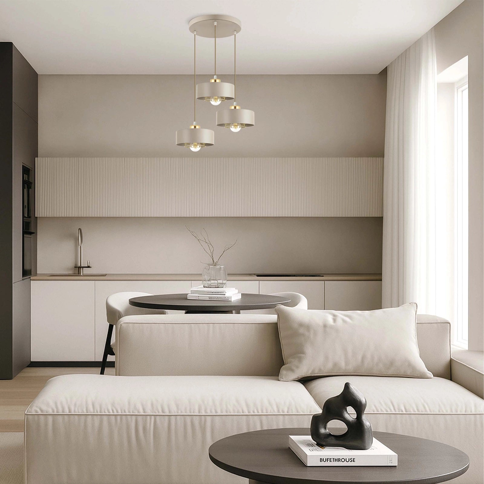 Lampa Wisząca Sufitowa Plafon Żyrandol Beżowa Kaszmir Loft