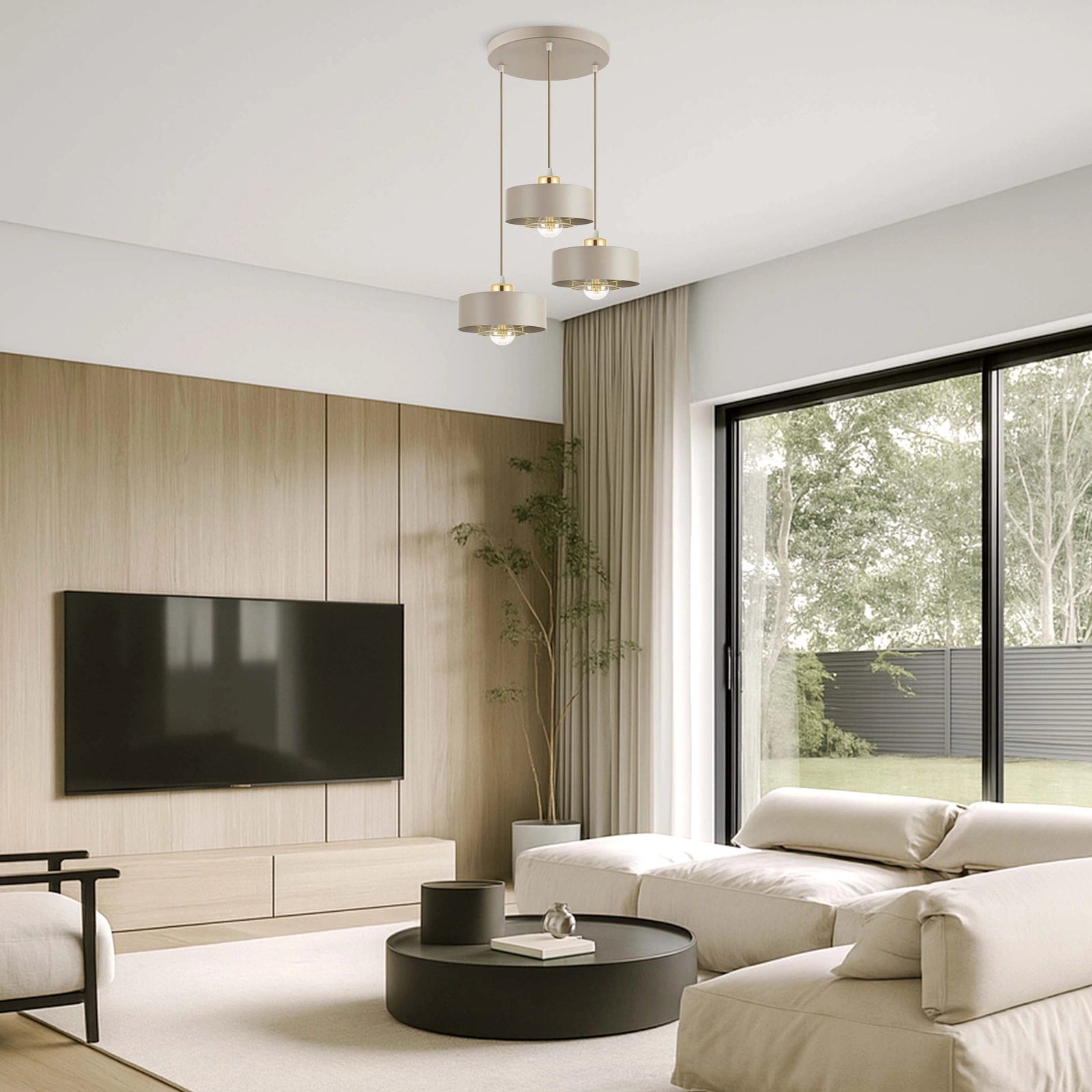 Lampa Wisząca Sufitowa Plafon Żyrandol Beżowa Kaszmir Loft