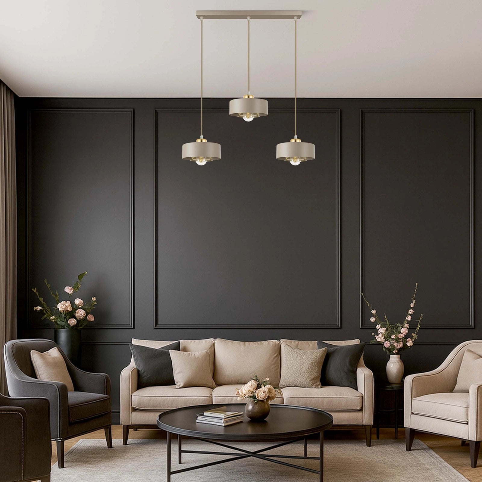 Lampa Wisząca Sufitowa Plafon Żyrandol Beżowa Kaszmir Loft