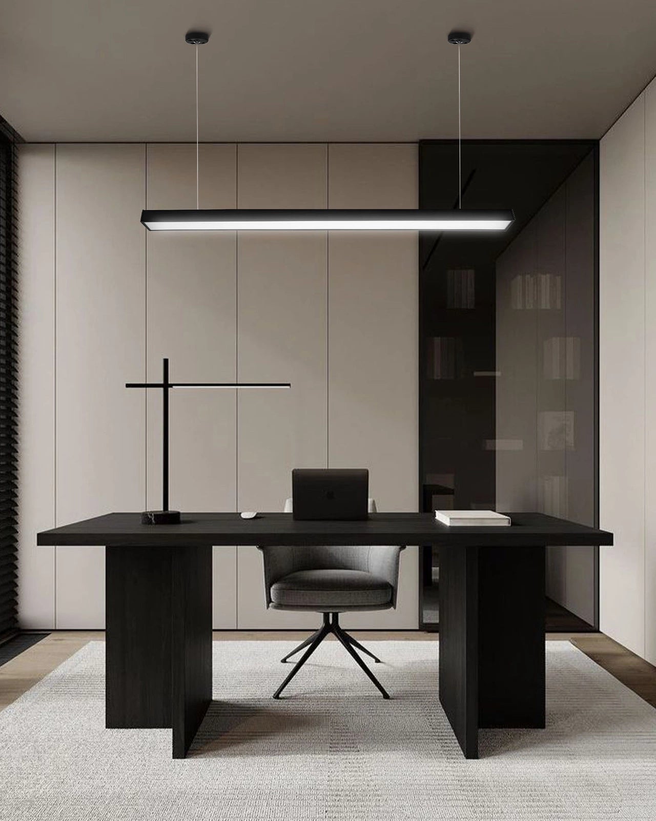 Plafon sufitowy LED 40W czarny – nowoczesna oprawa liniowa, neutralna barwa światła 4000K