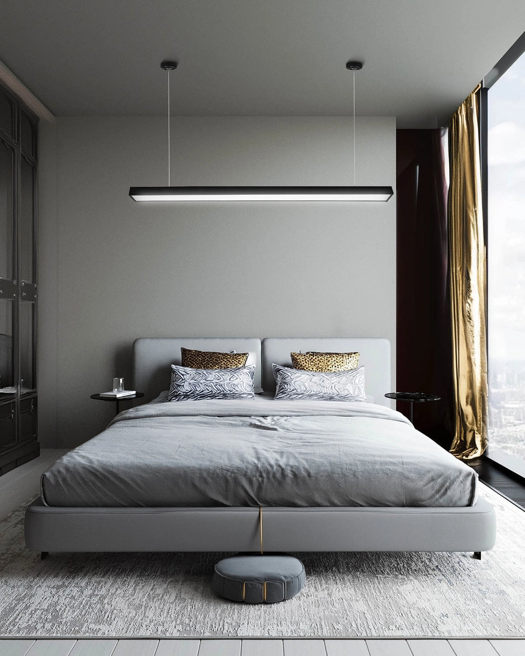 Plafon sufitowy LED 40W czarny – nowoczesna oprawa liniowa, neutralna barwa światła 4000K