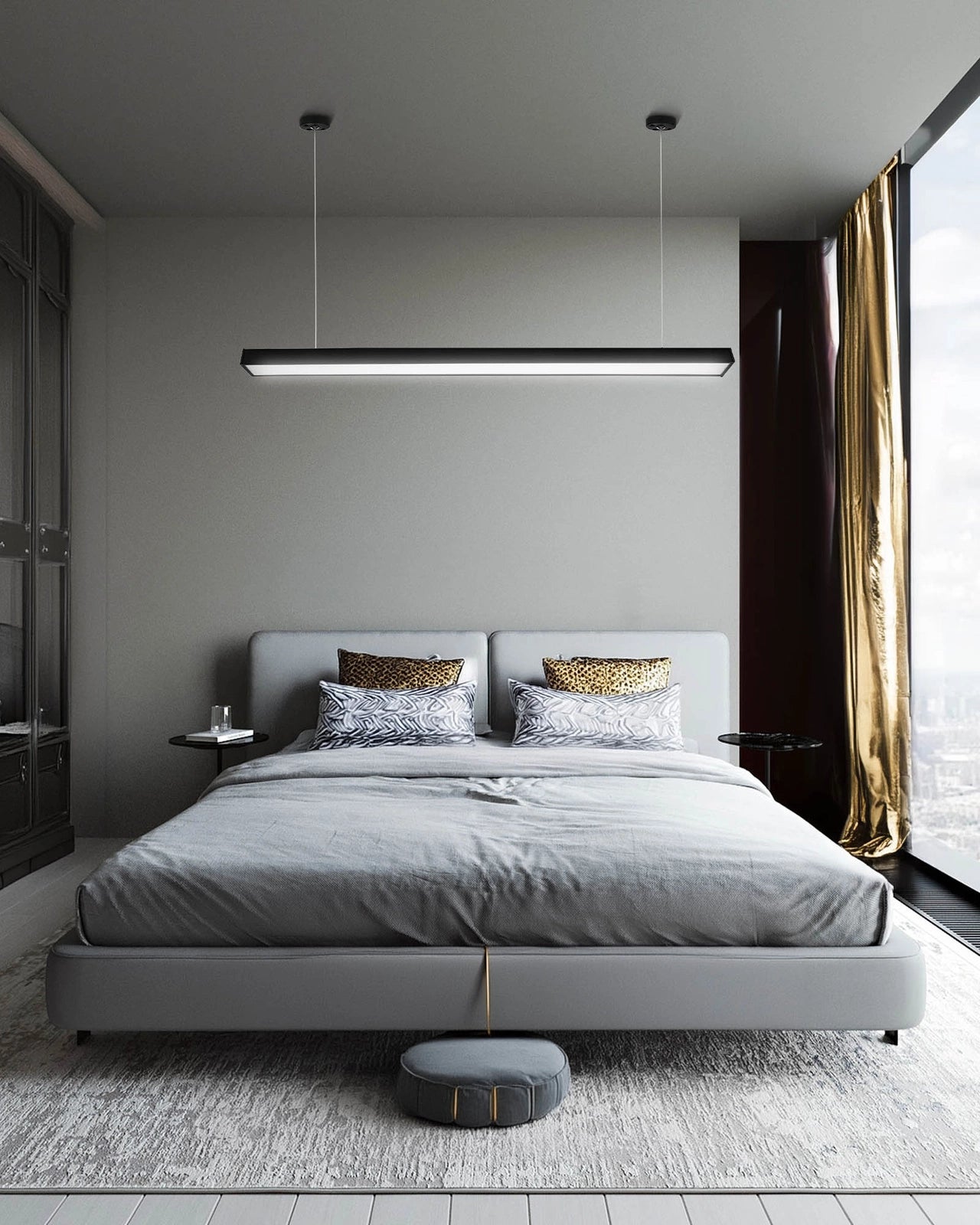 Plafon sufitowy LED 40W czarny – nowoczesna oprawa liniowa, neutralna barwa światła 4000K